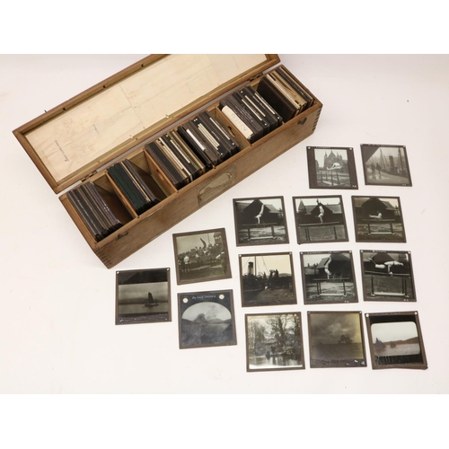 1633 - Collection of various photographic magic lantern slides incl. Zoo animals, gymnasts, dock scenes, fl... 