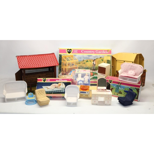 1714 - Sindy Country Garden 1981 and other 1970s-80s Sindy furniture and accessories including stables, rec... 