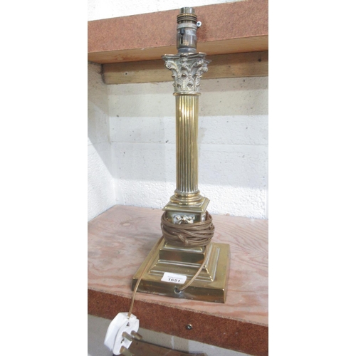 1651 - Large brass Corinthian column lamp base, H44.65cm