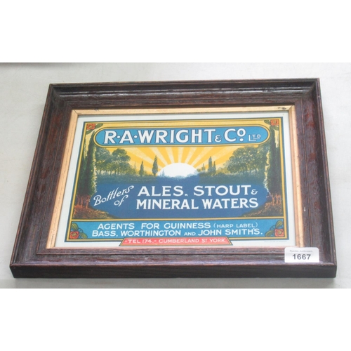 1667 - Vintage advertising poster for 'R.A. Wright & Co Ltd, bottlers of ales, stout and mineral waters...C... 