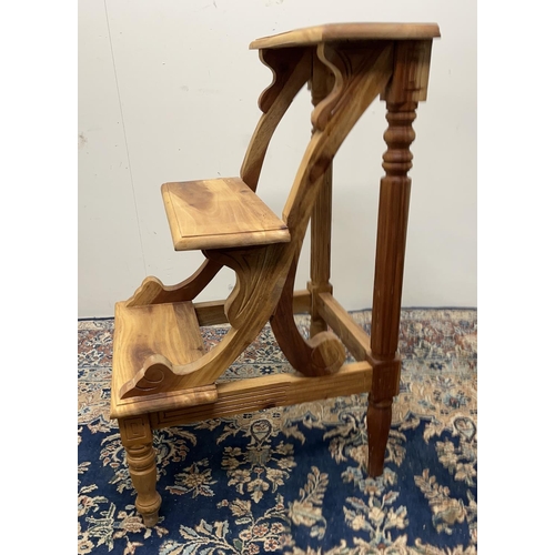 1316 - Set of contemporary carved wood library steps, H79cm