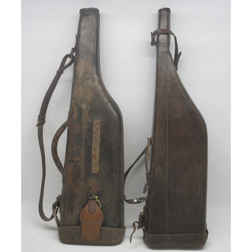 1102 - Two late C19th brown leather leg of mutton gun cases, L80cm