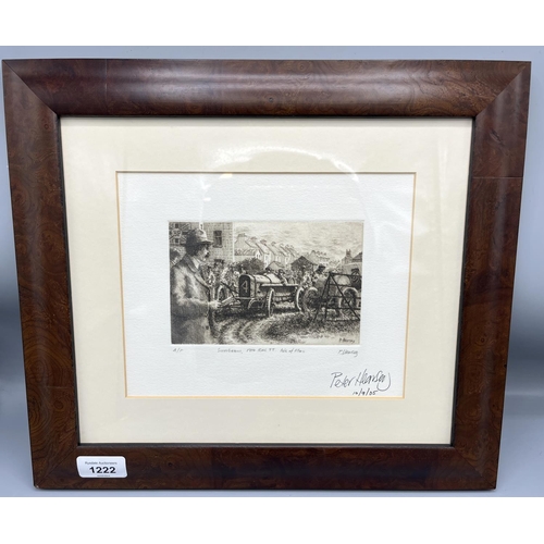 1222 - WITHDRAWN Peter Hearsey etching, framed, signed & dated 10/09/05, Sunbeam 1914 RAC TT, Isle of Man