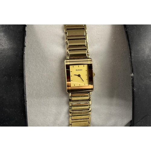 1374A - Ladies Rado DiaStar gold plated quartz wristwatch on matching bracelet, signed deployment clasp, sig... 