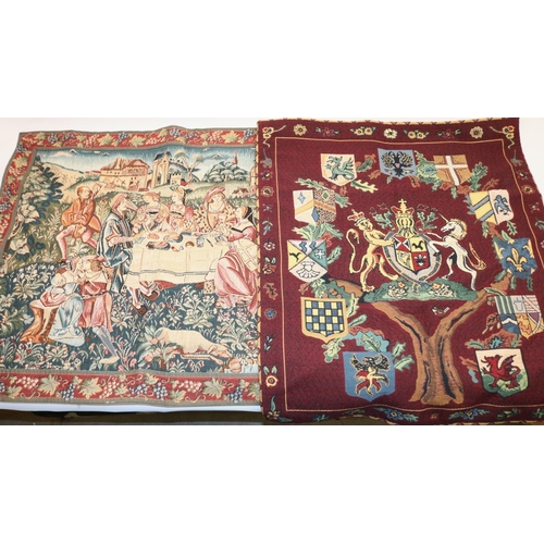 1572 - Two tapestry wall hangings - Flanders style tapestry with coat of arms, marked 'Flanders Textures Ar... 