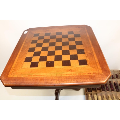 1734A - Decorative wooden chess table, complete with full set of ornate resin chess pieces