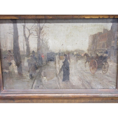 946 - French School (Early C20th); Busy Street Scene with figures, oil on canvas, 36cm x 56cm (Victor Brox... 