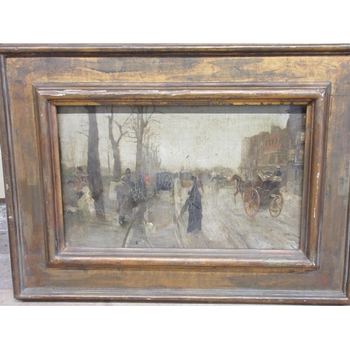 946 - French School (Early C20th); Busy Street Scene with figures, oil on canvas, 36cm x 56cm (Victor Brox... 