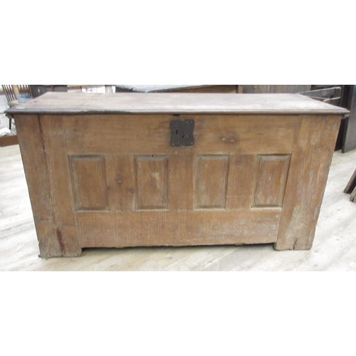 952 - Large late C18th French coffer, with fielded panel front and sides, W174cm D62cm H89cm (Victor Brox ... 