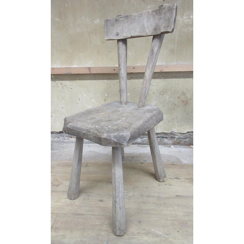 954 - Rustic style chair, with adzed top rail and shaped seat on faceted tapered supports, H88cm (Victor B... 