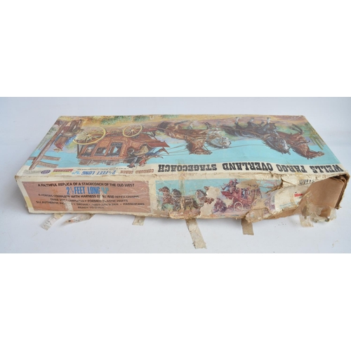 1447 - Two vintage unstarted horse and coach/cart plastic model kits to include Lindberg 1/16 Wells Fargo O... 