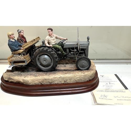 1664 - Border Fine Arts 'Main Crop', figural group of a tractor and farm workers, designed by Ray Ayres, li... 