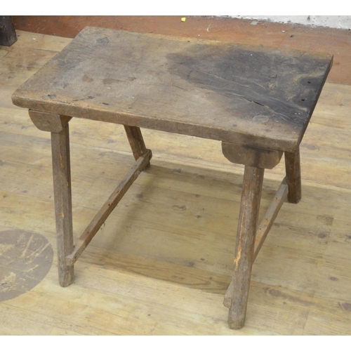 961 - C19th Country made side table, rectangular oak top on faceted tapering outsplayed supports, W71cm D4... 