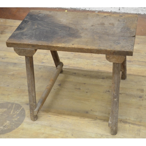 961 - C19th Country made side table, rectangular oak top on faceted tapering outsplayed supports, W71cm D4... 