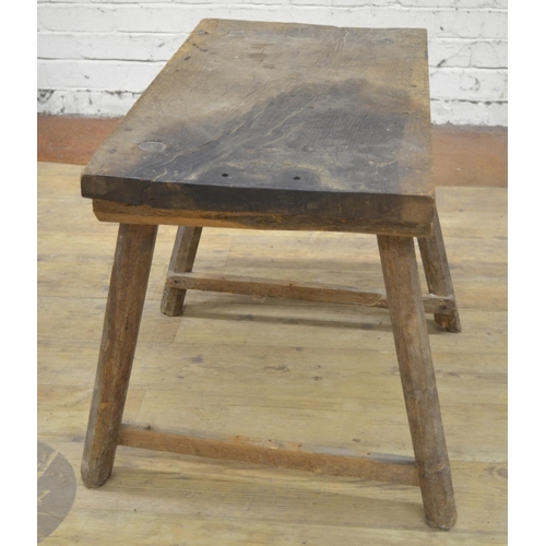 961 - C19th Country made side table, rectangular oak top on faceted tapering outsplayed supports, W71cm D4... 