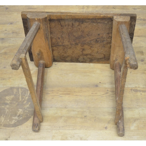 961 - C19th Country made side table, rectangular oak top on faceted tapering outsplayed supports, W71cm D4... 