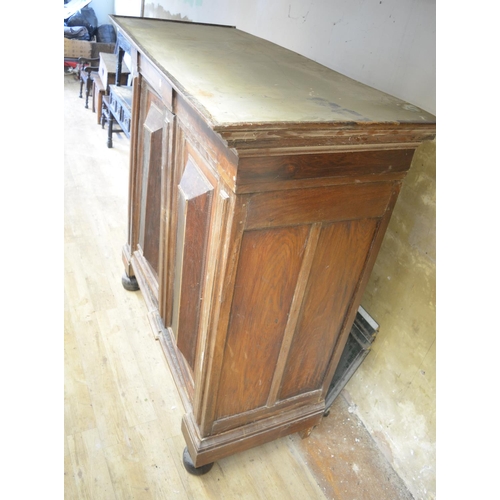 994 - 19th century Dutch oak walnut and rosewood cupboard, moulded cornice above two raised panel doors, o... 