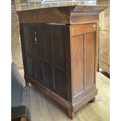 994 - 19th century Dutch oak walnut and rosewood cupboard, moulded cornice above two raised panel doors, o... 