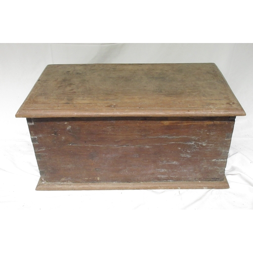 965 - Oak table box, moulded hinged top above floral carved front with traces of old paint, W61cm D34cm H3... 