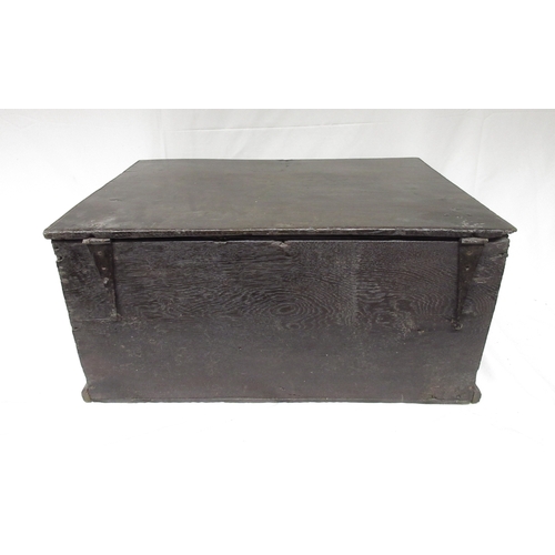 988 - 18th century and later oak Bible box with hinged lid and carved front, W58cm D39cm H28cm (Victor Bro... 