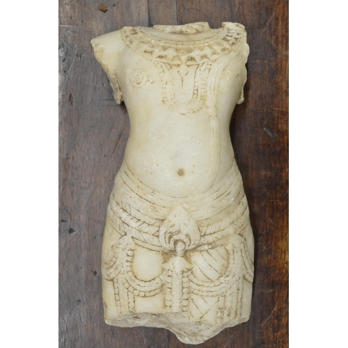 83 - Antiquity Indo-Persian carved marble torso, H25.5cm (Victor Brox collection)