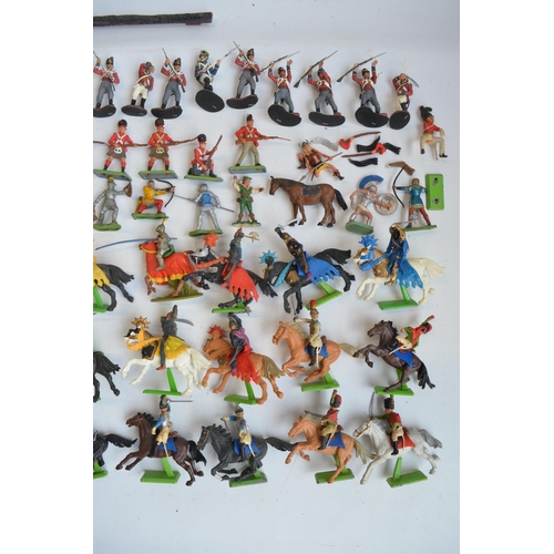 24A - Collection of mostly medieval and 19th century British and French toy soldier models to include cast... 