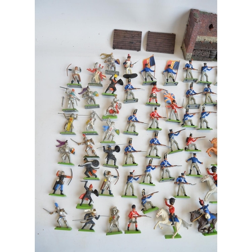 24A - Collection of mostly medieval and 19th century British and French toy soldier models to include cast... 