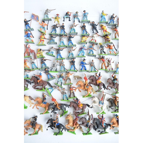 25 - Collection of Britain's Deetail Cowboys, Indians and American Civil War toy soldiers including horse... 