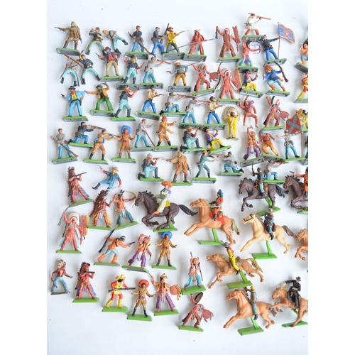 25 - Collection of Britain's Deetail Cowboys, Indians and American Civil War toy soldiers including horse... 