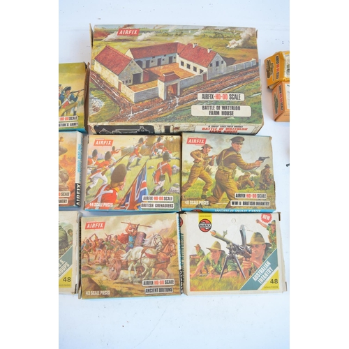 28 - Collection of Airfix HO/OO gauge 1/76 scale plastic model soldier boxed sets and a Waterloo farmhous... 