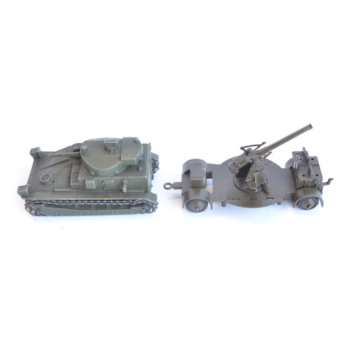 29 - Collection of vintage Dinky diecast military vehicles to include Mighty Antar tank transporter with ... 