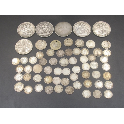 140 - Collection of Queen Victoria Crowns, Florins, Shillings, Six pence and Three pence, some with holes ... 