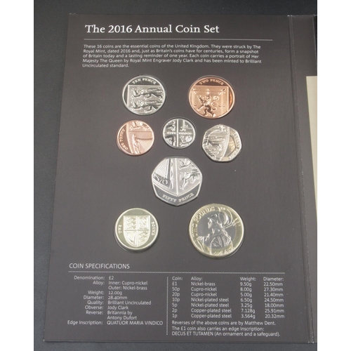 152 - The Royal Mint - 2016 United Kingdom Annual Coin Set, 16 coin set, in original sleeve