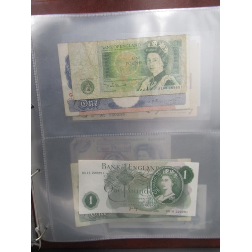 161 - Folder cont. assorted collection of British bank notes to inc. £10, £20, etc.