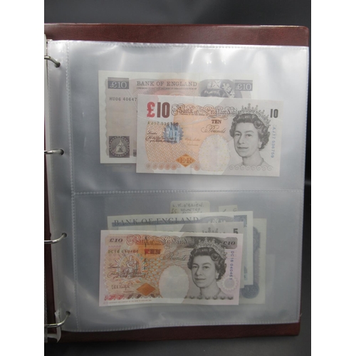 161 - Folder cont. assorted collection of British bank notes to inc. £10, £20, etc.