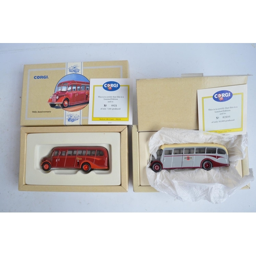 44 - Fourteen boxed 1/50 scale limited edition diecast bus models/model sets from Corgi, all removed from... 
