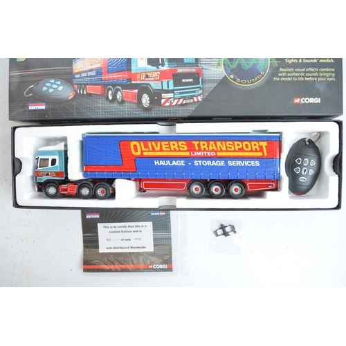 58 - Three limited edition Corgi 1/50 scale 'Sights & Sounds' series diecast model trucks to include CC12... 