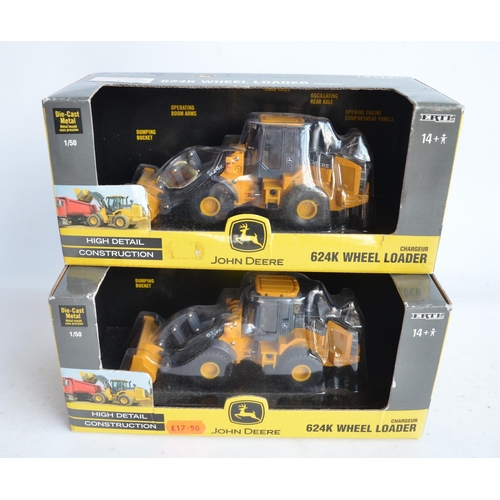 61 - Four 1/50 scale diecast model plant vehicles to include 2x Ertl John Deere 624K wheel loaders (model... 