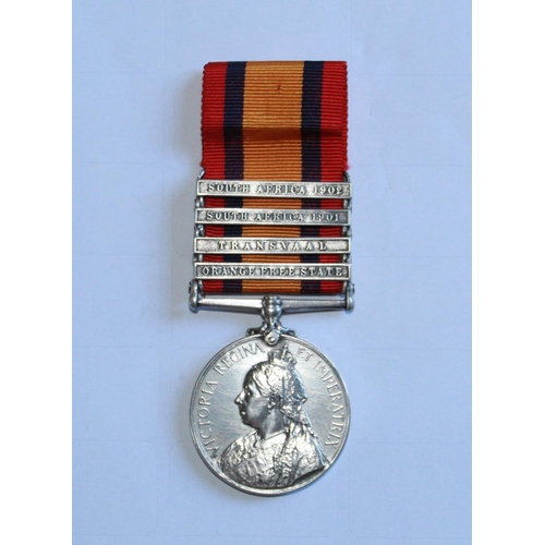 205 - Queens South Africa Medal. To 5044 Pte C. Mundy Prince of Wales Own Hussars. With four clasps, South... 