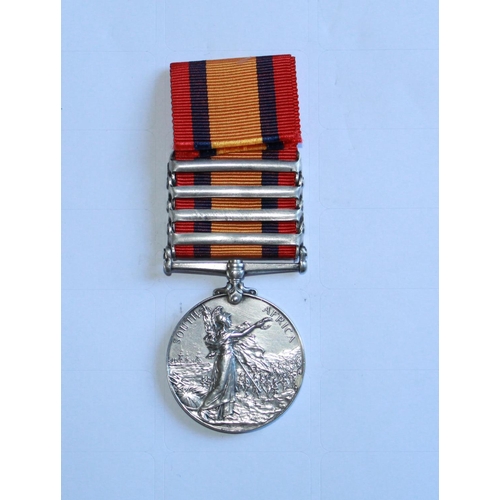 205 - Queens South Africa Medal. To 5044 Pte C. Mundy Prince of Wales Own Hussars. With four clasps, South... 