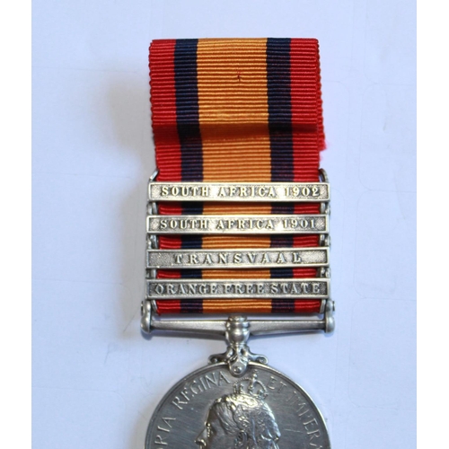 205 - Queens South Africa Medal. To 5044 Pte C. Mundy Prince of Wales Own Hussars. With four clasps, South... 