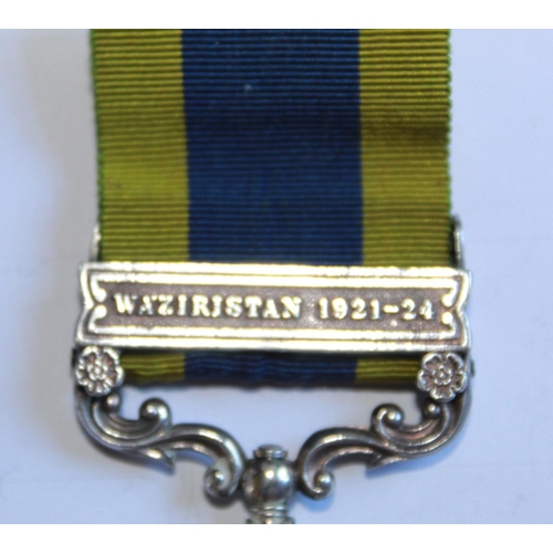 212 - Indian General Service Medal with clasp. Waziristan 1921-24. To 6584209 Pte J.S. Shannon. 1st Battal... 