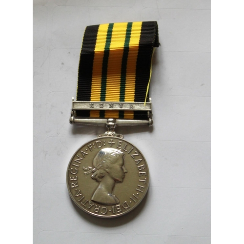 219 - African General Service Medal with Kenya clasp. To 23068657 Pte E. Scott. Kings Own Yorkshire Light ... 