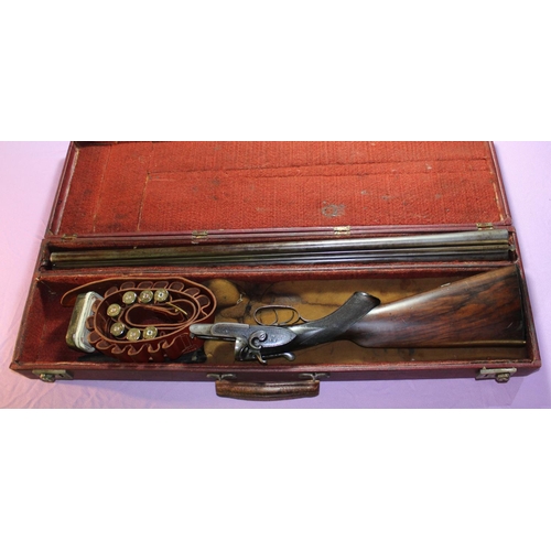 435 - Cased G. Graham & Son side by side hammer gun, 30