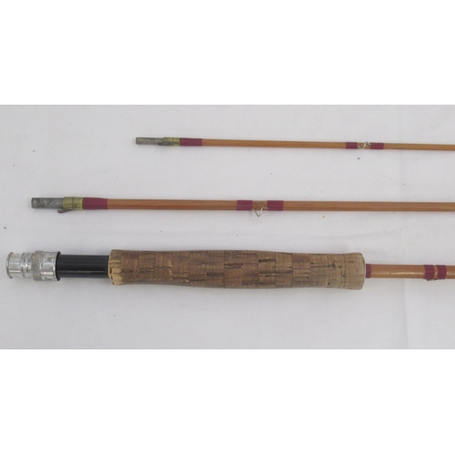 270 - Vintage Hardy split cane fly rod in three sections, in original cotton sleeve. In very good conditio... 