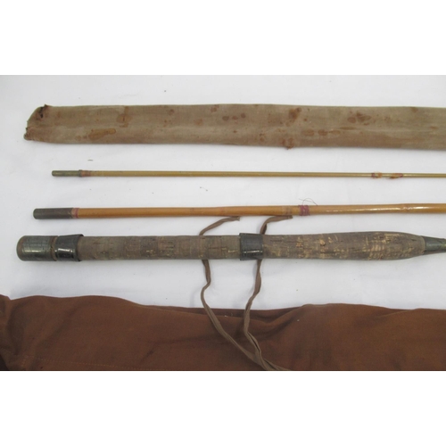 271 - A pair of vintage fishing rods. To include a Milbro 'Caledonian' bamboo rod in three sections, in or... 