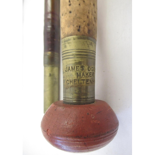 274 - A vintage James Ogden wooden three-section Salmon rod with cork handle. In good condition and comple... 