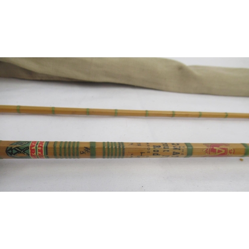 276 - A pair of vintage Hardy fly fishing rods. To include 'The Halford Knockabout' Palakona two-section s... 