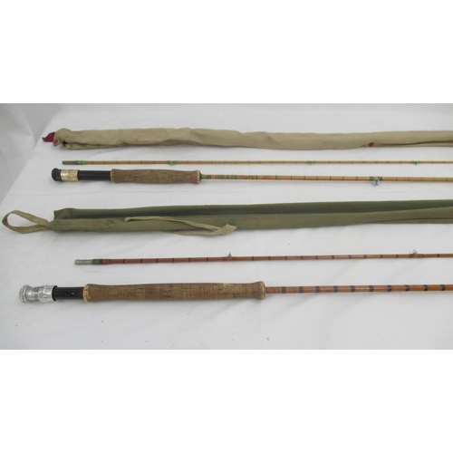 276 - A pair of vintage Hardy fly fishing rods. To include 'The Halford Knockabout' Palakona two-section s... 