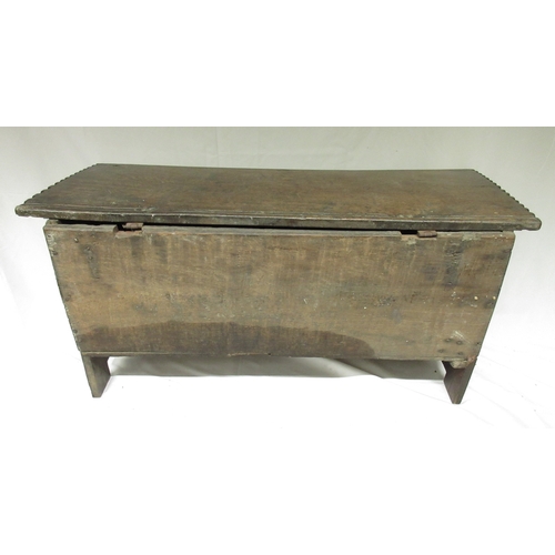 1329 - Victor Brox Collection - 18th century oak boarded coffer, chip carved with scrolls, W96cm D36cm H46c... 